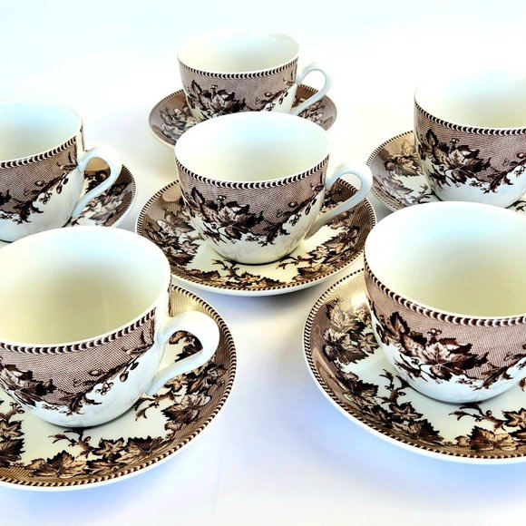 Vintage - Set of 6 - Flat Cup & Saucer Set - Westbourne by SPODE - Picture 1 of 14